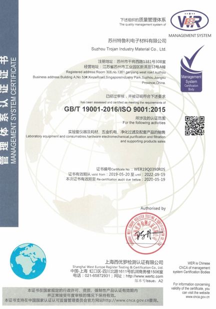 China Suzhou Trojan Industry Material Co.,Ltd certification