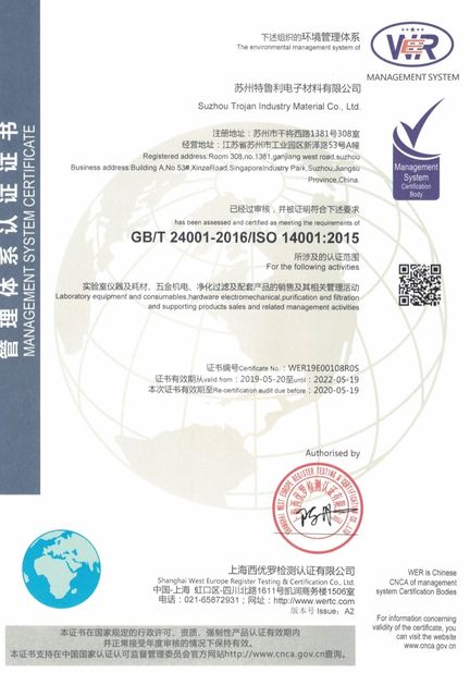 China Suzhou Trojan Industry Material Co.,Ltd certification